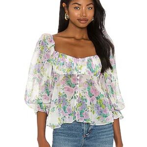 For Love And Lemons Floral Blouse -Lavender